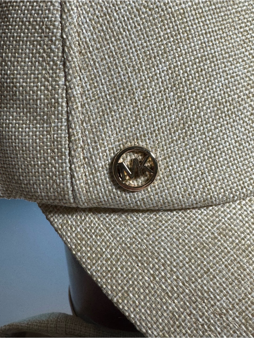 Michael Kors Natural Beige Woven Fabric Baseball Cap. Adjustable NWT - Picture 3 of 8